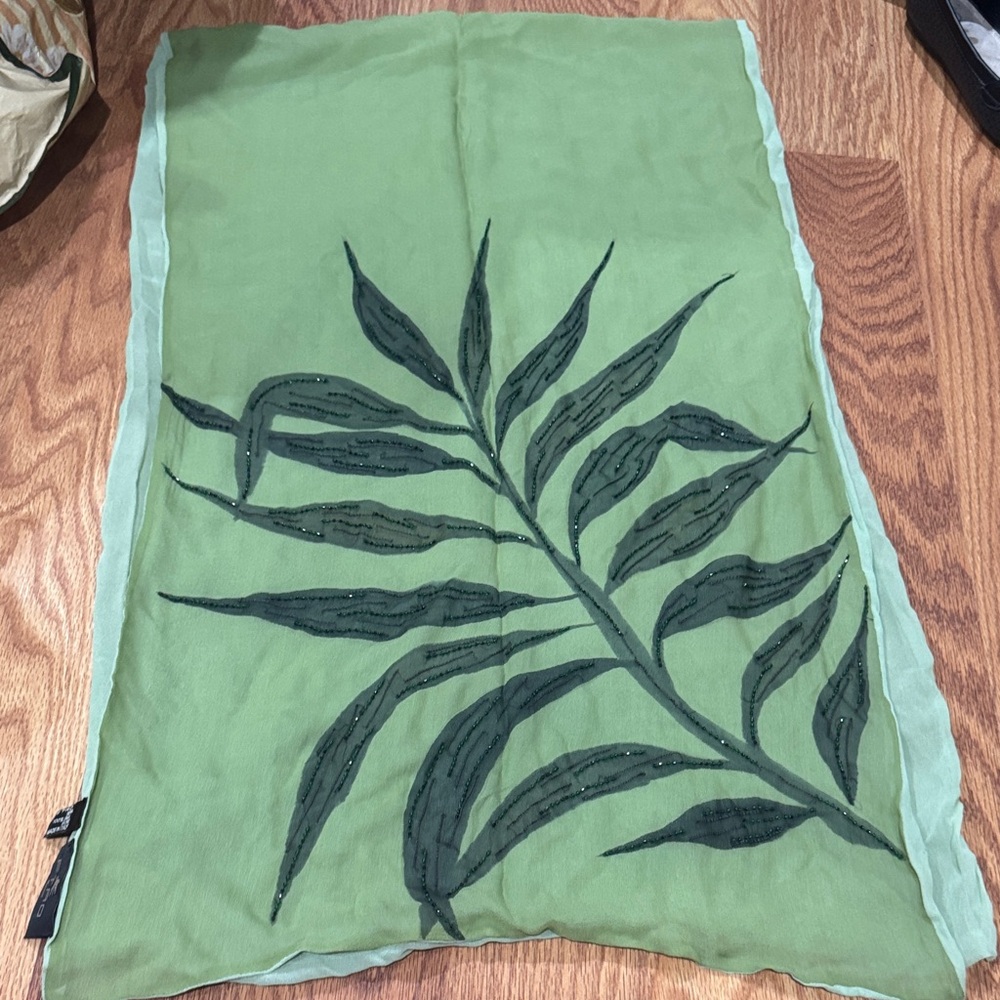 Etro Green Leaf Print Scarf